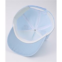 Babyhug Free Size Baseball Cap With Ear Applique & Bear Patch  - Blue