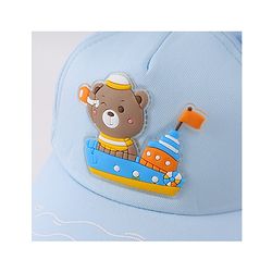 Babyhug Free Size Baseball Cap With Ear Applique & Bear Patch  - Blue