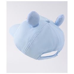 Babyhug Free Size Baseball Cap With Ear Applique & Bear Patch  - Blue