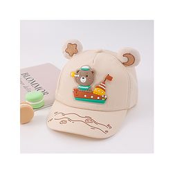 Babyhug Free Size Baseball Cap With Ear Applique & Bear Patch  - Pink