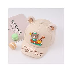 Babyhug Free Size Baseball Cap With Ear Applique & Bear Patch  - Pink