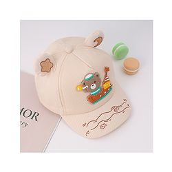 Babyhug Free Size Baseball Cap With Ear Applique & Bear Patch  - Pink