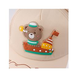 Babyhug Free Size Baseball Cap With Ear Applique & Bear Patch  - Pink