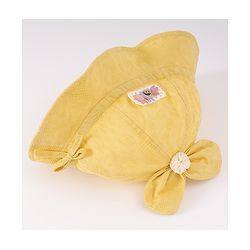 Babyhug Cotton Bucket Hat with Bow Applique & Bunny Patch - Yellow