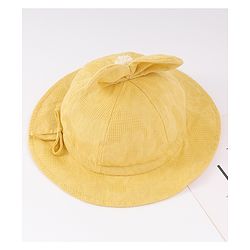 Babyhug Cotton Bucket Hat with Bow Applique & Bunny Patch - Yellow