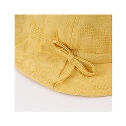 Babyhug Cotton Bucket Hat with Bow Applique & Bunny Patch - Yellow