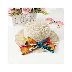 Babyhug Free Size Straw Hat With Bow Applique - Beige