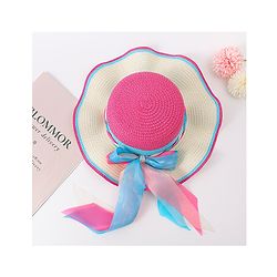 Babyhug Free Size Straw Hat With Bow Applique - Fuchsia