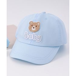 Babyhug Free Size Baseball Cap With Bear Patch - Light Blue ( Circumference - 48 cm)