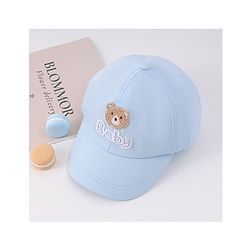 Babyhug Free Size Baseball Cap With Bear Patch - Light Blue ( Circumference - 48 cm)