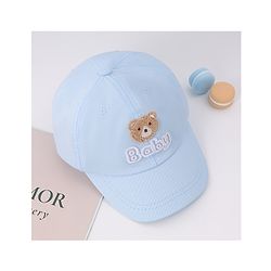 Babyhug Free Size Baseball Cap With Bear Patch - Light Blue ( Circumference - 48 cm)