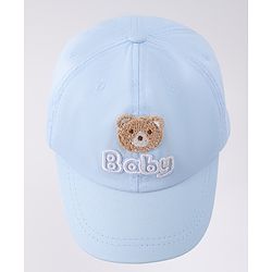 Babyhug Free Size Baseball Cap With Bear Patch - Light Blue ( Circumference - 48 cm)