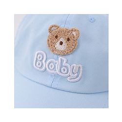 Babyhug Free Size Baseball Cap With Bear Patch - Light Blue ( Circumference - 48 cm)