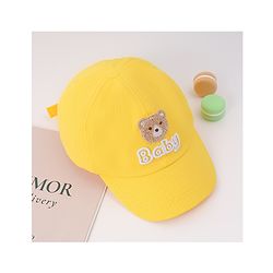 Babyhug Free Size Baseball Cap With Bear Patch - Yellow ( Circumference - 48 cm)