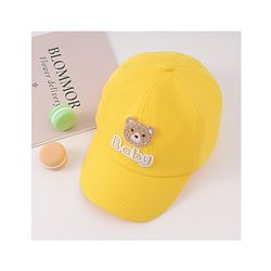 Babyhug Free Size Baseball Cap With Bear Patch - Yellow ( Circumference - 48 cm)