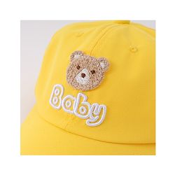 Babyhug Free Size Baseball Cap With Bear Patch - Yellow ( Circumference - 48 cm)