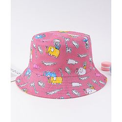 Babyhug Free Size Bucket Hat with Animal Print - Pink