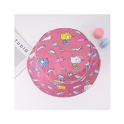 Babyhug Free Size Bucket Hat with Animal Print - Pink