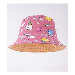 Babyhug Free Size Bucket Hat with Animal Print - Pink