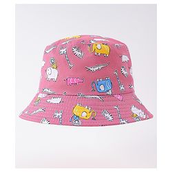 Babyhug Free Size Bucket Hat with Animal Print - Pink