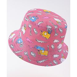 Babyhug Free Size Bucket Hat with Animal Print - Pink