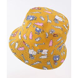 Babyhug Free Size Bucket Hat with Animal Print - Pink