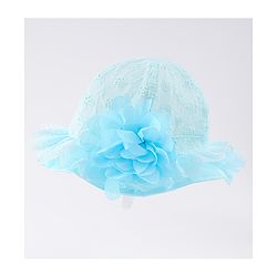 Babyhug Cotton Bucket Hat with Floral Applique - Light Blue