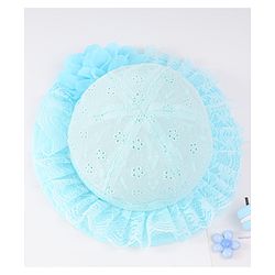 Babyhug Cotton Bucket Hat with Floral Applique - Light Blue