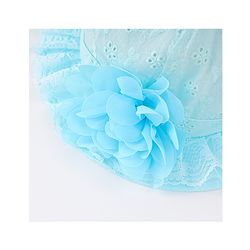 Babyhug Cotton Bucket Hat with Floral Applique - Light Blue