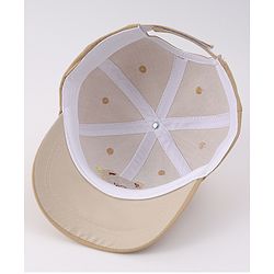 Babyhug Free Size Baseball Cap With Bear Embroidery - Beige