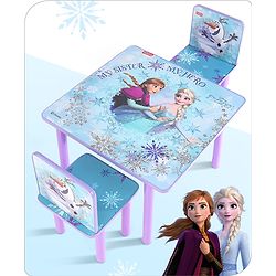 Babyhug Disney Frozen Multipurpose Study Table with 2 Chairs - Purple