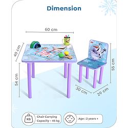 Babyhug Disney Frozen Multipurpose Study Table with 2 Chairs - Purple