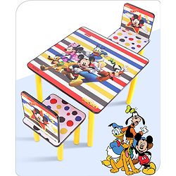 Babyhug Disney Mickey  Multipurpose Study Table with 2 Chairs - Yellow