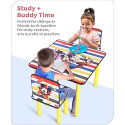Babyhug Disney Mickey  Multipurpose Study Table with 2 Chairs - Yellow