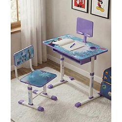 Babyhug Disney Frozen Height Adjustable Study Table & Chair Set with Storage for Kids - Purple| Ergonomic Study Desk for 3-15 Years Kids| Reading Stand, Cup Holder & Anti-Slip Base