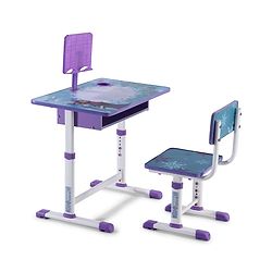 Babyhug Disney Frozen Height Adjustable Study Table & Chair Set with Storage for Kids - Purple| Ergonomic Study Desk for 3-15 Years Kids| Reading Stand, Cup Holder & Anti-Slip Base