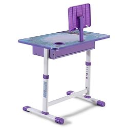 Babyhug Disney Frozen Height Adjustable Study Table & Chair Set with Storage for Kids - Purple| Ergonomic Study Desk for 3-15 Years Kids| Reading Stand, Cup Holder & Anti-Slip Base