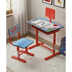 Babyhug Marvel Avenger Height Adjustable Study Table & Chair Set with Storage for Kids - Red| Ergonomic Study Desk for 3 -15 Years Kids| Reading Stand, Cup Holder & Anti-Slip Base