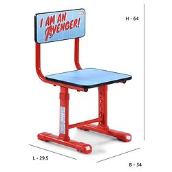 Babyhug Marvel Avenger Height Adjustable Study Table & Chair Set with Storage for Kids - Red| Ergonomic Study Desk for 3 -15 Years Kids| Reading Stand, Cup Holder & Anti-Slip Base