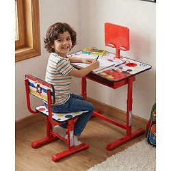 Babyhug Disney Frozen Height Adjustable Study Table & Chair Set with Storage for Kids - Purple| Ergonomic Study Desk for 3-15 Years Kids| Reading Stand, Cup Holder & Anti-Slip Base