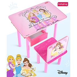 Babyhug Princess Multipurpose Study Table with 1 Chair  Pink| Art & Craft Table| Dining Table| Easy to Assemble| Sturdy Construct| Storage Draw| Chair with Backrest