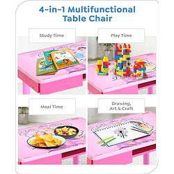 Babyhug Princess Multipurpose Study Table with 1 Chair  Pink| Art & Craft Table| Dining Table| Easy to Assemble| Sturdy Construct| Storage Draw| Chair with Backrest
