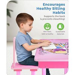 Babyhug Princess Multipurpose Study Table with 1 Chair  Pink| Art & Craft Table| Dining Table| Easy to Assemble| Sturdy Construct| Storage Draw| Chair with Backrest