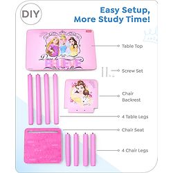 Babyhug Princess Multipurpose Study Table with 1 Chair  Pink| Art & Craft Table| Dining Table| Easy to Assemble| Sturdy Construct| Storage Draw| Chair with Backrest