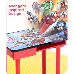 Babyhug Marvel Avengers Multipurpose Study Table with 1 Chair - Red| Art & Craft Table| Dining Table| Easy to Assemble| Sturdy Construct| Storage Draw| Chair with Backrest