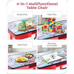 Babyhug Marvel Avengers Multipurpose Study Table with 1 Chair - Red| Art & Craft Table| Dining Table| Easy to Assemble| Sturdy Construct| Storage Draw| Chair with Backrest
