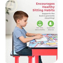 Babyhug Marvel Avengers Multipurpose Study Table with 1 Chair - Red| Art & Craft Table| Dining Table| Easy to Assemble| Sturdy Construct| Storage Draw| Chair with Backrest