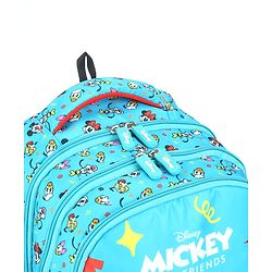 Babyhug Disney Mickey Mouse School Backpack|2 Main Compartments, 2 Front Pockets, 2 side Bottle Pockets|Water Resistant|Long lasting and Durable Zippers | Comfortable back cushioning | For School, Travel and Outdoors|Blue- 15.8 inches