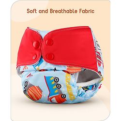 Babyhug Reusable Cloth Diaper with Contrast Flap and without Insert (Shell Only) Pack of 5 Free Size (Color May Vary)