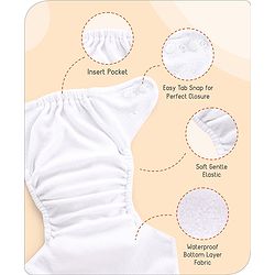 Babyhug Free Size Reusable Cloth Diaper With Inserts & Contrast Flap Pack of 3 - Blue & Brown
